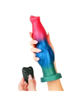 Obojeni fantazijski vibrator sa povratnim pokretima i rotacijom .