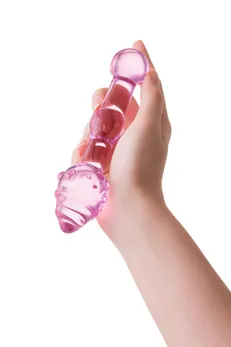 Sekus Glass dvostrani Dildo, staklo, roze, 17 cm