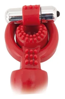 Dodatak za penis Black Red bi TOIFA sa vibracijama, PVC, crvena, 24 cm