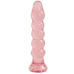 Analna riblja kost od ružičastog gela Cristal Jellies Anal plug bumps-15,2 cm.
