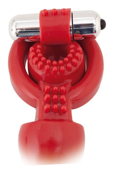Dodatak za penis Black Red bi TOIFA sa vibracijama, PVC, crvena, 24 cm