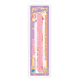 Rozovi dvoglavi falloimitator Crystal Jellies 45,7 cm.