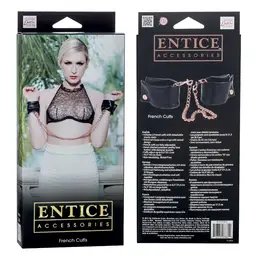 Crne meke lisice Entice French cuffs sa lancem