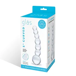 Zakrivljeni prozirni falus Beaded Dildo