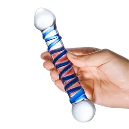 Prozirni falus sa plavom spiralom Spiral Dildo
