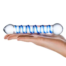 Prozirni falus sa plavom spiralom Spiral Dildo