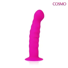 Ružičasti dildo sa rebrastom površinom Cosmo - 14 cm.