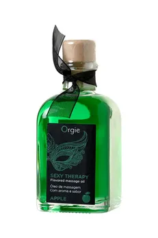 Orgie Lips masažni komplet za igre sa ukusom jabuke (jestivo ulje, pero) 100ml