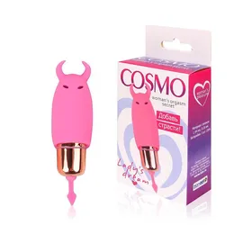 Ružičasti silikonski vibracioni masažer sa rogovima .