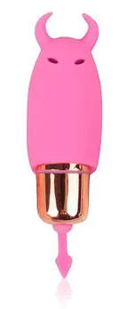 Ružičasti silikonski vibracioni masažer sa rogovima .