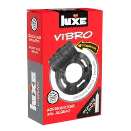 Crni erekcioni vibrokolco Luxe VIBRO Afrički El Diablo + kondom