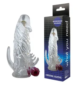 Zatvorena prozirna vibraciona podloga za penis Cristal Sleeve Vibe-12 cm.
