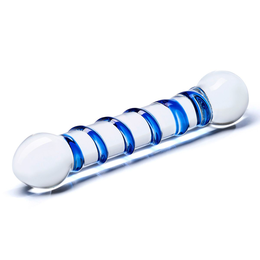 Prozirni falus sa plavom spiralom Spiral Dildo