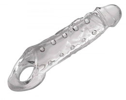 Prozrazna zatvorena glava penisa sa podrškom za skrotum Clearli Ample Penis Enhancer-22 cm.