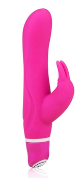 Ružičasti silikonski vibrator sa stimulatorom klitorisa .