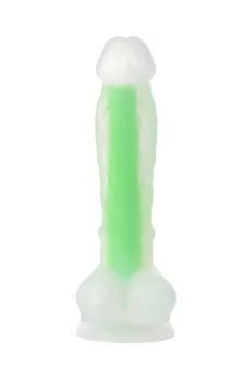Dildo, sjaj u mraku, Beiond bi Toifa, Vade Glov, silikon, providan, 20 cm