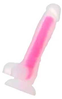 Prozirni ružičasti dildo koji svetli u mraku, Toni Glov - 20 cm.