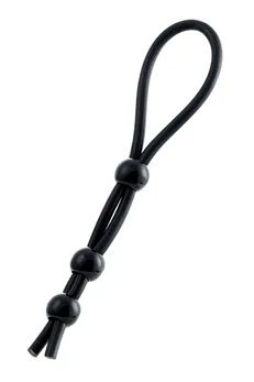 Laso na penisu a-Tois bi TOIFA sa tri perle, silikon, crno, 19,5 cm