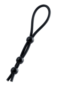 Laso na penisu a-Tois bi TOIFA sa tri perle, silikon, crno, 19,5 cm