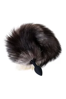 Analna čaura sa repom crne lisice Popo Pleasure bi TOIFA, s, silikon, Crna, 45 cm, Ø 2,7 s