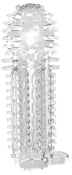 Zatvorena prozirna glava penisa sa šiljcima nubbi Sleeve - 14,5 cm.