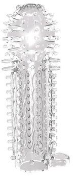 Zatvorena prozirna glava penisa sa šiljcima nubbi Sleeve - 14,5 cm.