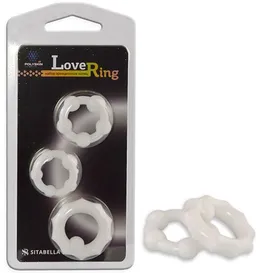 Set od 3 bela reljefna erekciona prstena