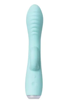 Vibrator sa klitoralnim stimulatorom i uvulom, Joss Milo, silikon, cijan, 20 cm