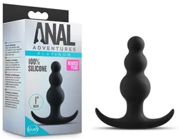 Crni oblikovani Analni čep Beaded plug - 7,6 cm.