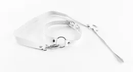 Beli čoker od prave kože sa povodcem