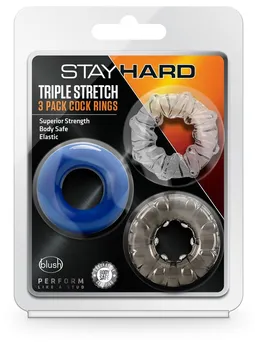 Set od 3 prstena za erekciju Triple Stretch 3 Pack Cock Rings