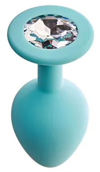 Akvamarinski Analni čep sa prozirnim kristalom Gamma M-8,1 cm.