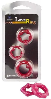 Set od 3 Grimizna reljefna prstena za erekciju