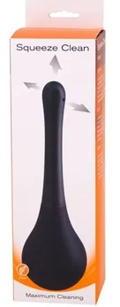 Черный анальный душ squeeze clean с закругленным наконечником