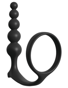 Crni Analni lanac sa prstenom za erekciju Ass-Gasm Cockring Anal Beads