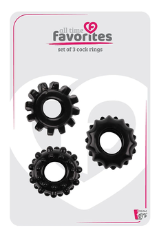 Set od 3 crna erekciona prstena Set of 3 Kokrings