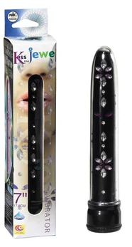 Crni vibrator sa rhinestones-om po celoj dužini .