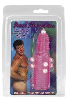Ružičasti elastični dodatak za penis sa biserima, tačkama i šiljcima Pearl stimulator-11,5 cm.