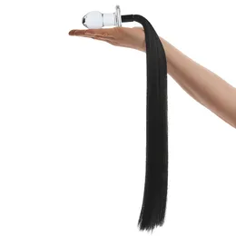 Stakleni Analni čep sa repom, 8 cm