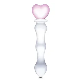 Stakleni dildo sa srcem u osnovi - 20,3 cm.