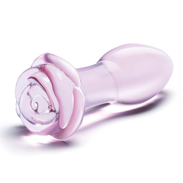 Nežno-roze analni plag od stakla, 13 cm