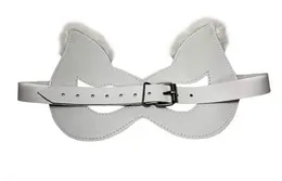 Bela maska od prave kože sa krznom na ušima