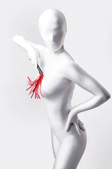 Flogger Anonimo #0003, PU koža, crvena, 28 cm