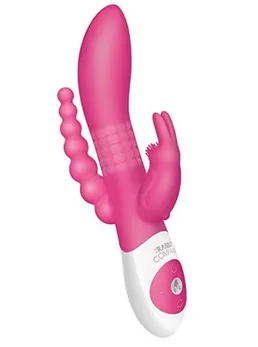 Ružičasti zečji vibrator sa analnim procesom the beaded d. p. Rabbit