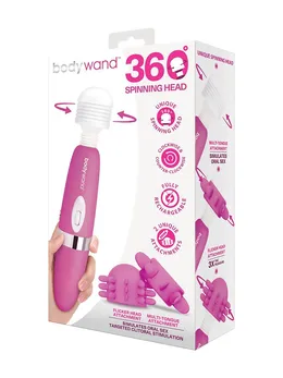 Pink rotacioni štap vibrator sa dve mlaznice ° Spinning Head Vand massager set