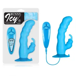 Plavi vibrator sa klitoralnim stimulatorom Bunni Ici .