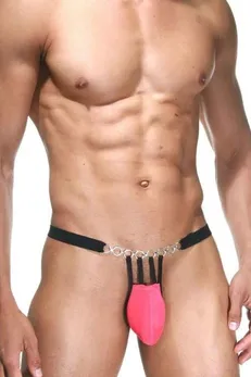 Ružičasto-crne tange sa srebrnim prstenovima