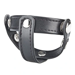 Prsten za penis od skrotuma od veštačke kože na zakovicama T-Stile Cock Ring