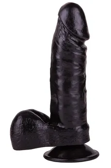 Crni dildo sa skrotumom na usisnoj čaši-16 cm.