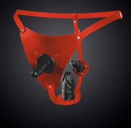 Crvene kožne gaćice sa PIN-om i dva uklonjiva stimulansa